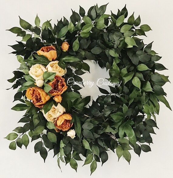 Fall wreath. Big Wreath. Fall peony wreath. Front door wreath. Wreath for fall. | Etsy (US)