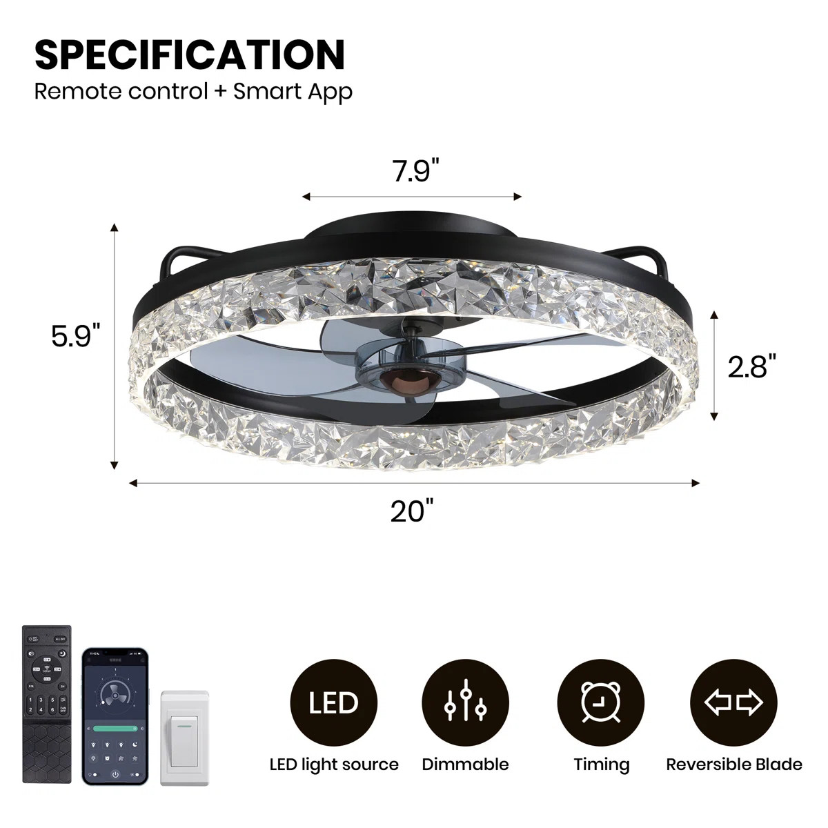 Peronne 20'' Ceiling Fan with LED Lights | Wayfair North America