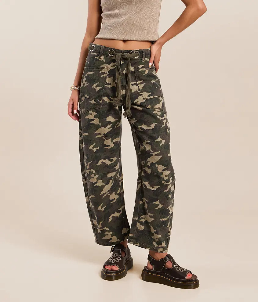 High Rise Camo Barrel Jean | Buckle