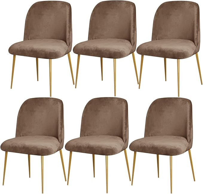 Mid-Century Modern Velvet Dining Chair Cover, 6pack, Curved Back, Elastic Stretch, Machine Washab... | Amazon (CA)