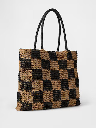 Gingham Straw Tote Bag | Gap (US)