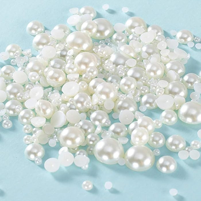 Half Pearl Beads 115pcs 3 Sizes Half Flatback Round Pearl Bead Loose Beads 8mm/10mm/12mm for DIY ... | Amazon (US)