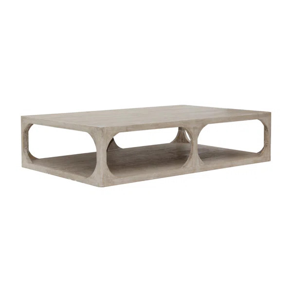 Lily's Living Reclaimed Wood Peking Ming Coffee Table, Small, 55 Inch Long, Weathered White Wash | Wayfair North America