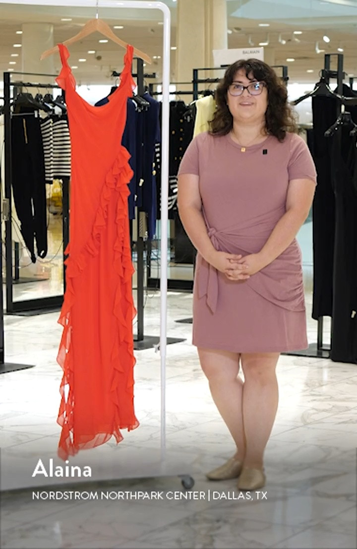 Ariela Ruffle Side Slit Gown | Nordstrom