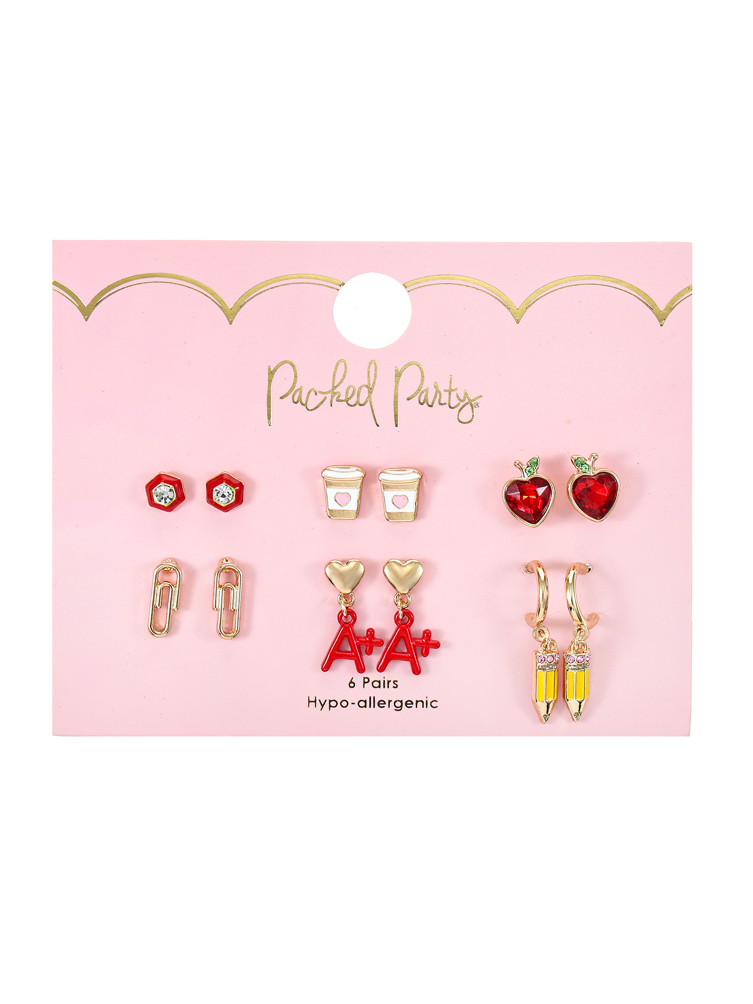 Packed Party Goldtone Teacher's Pet Earring Set, Female, 6 Pairs | Walmart (US)