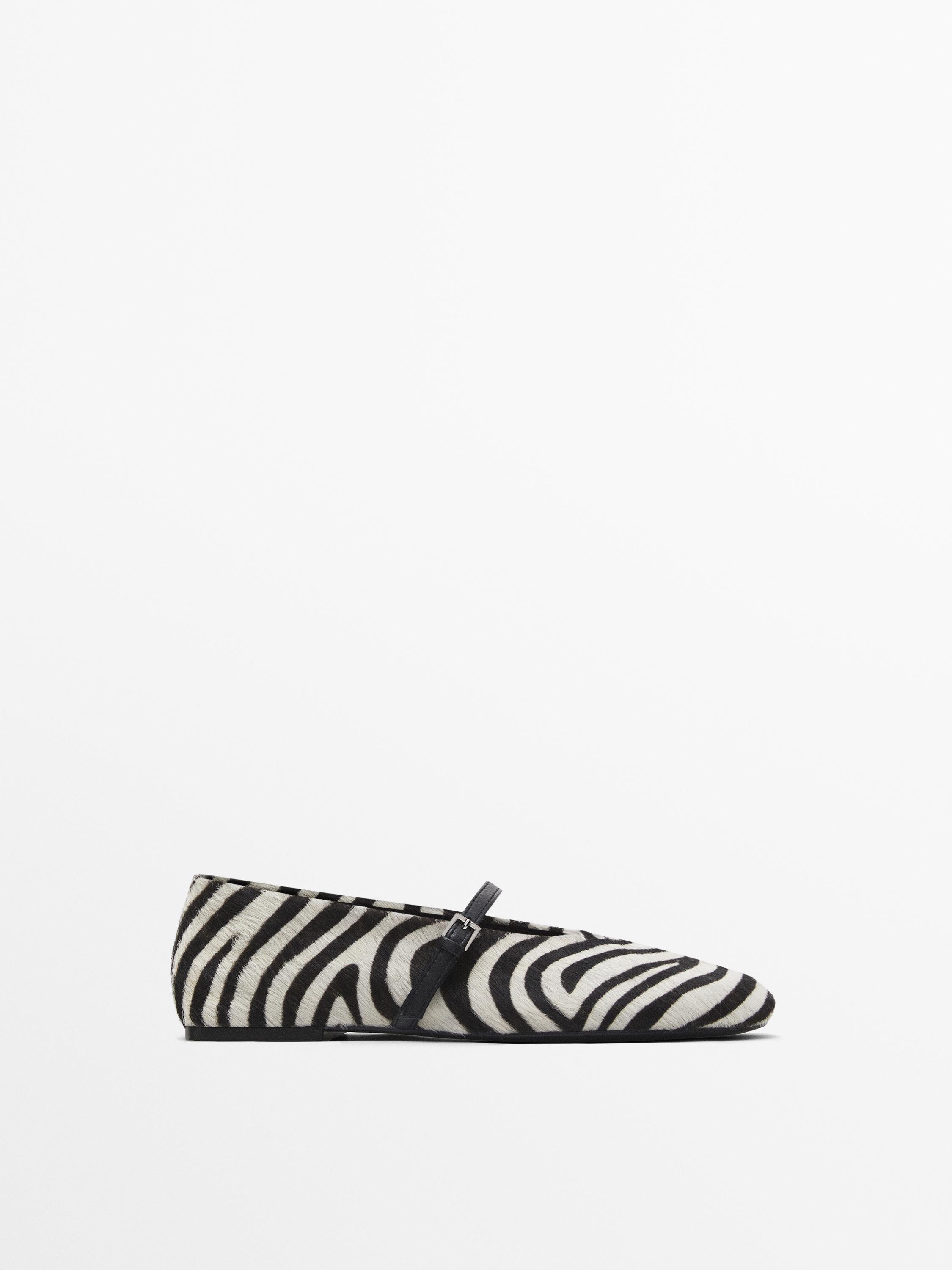 Animal print ballerinas with strap | Massimo Dutti US