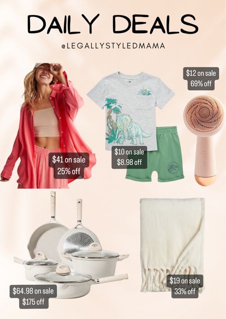 Today’s daily deals that I’m loving! I have the button down in a size small and we have that cookware set and love it! Also, I’ve had the face brush for 2 years and it’s amazing!

#LTKhome #LTKswim #LTKbeauty