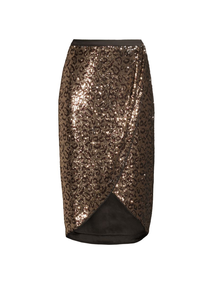 Sequin-Embellished Cheetah Print Skirt | Saks Fifth Avenue