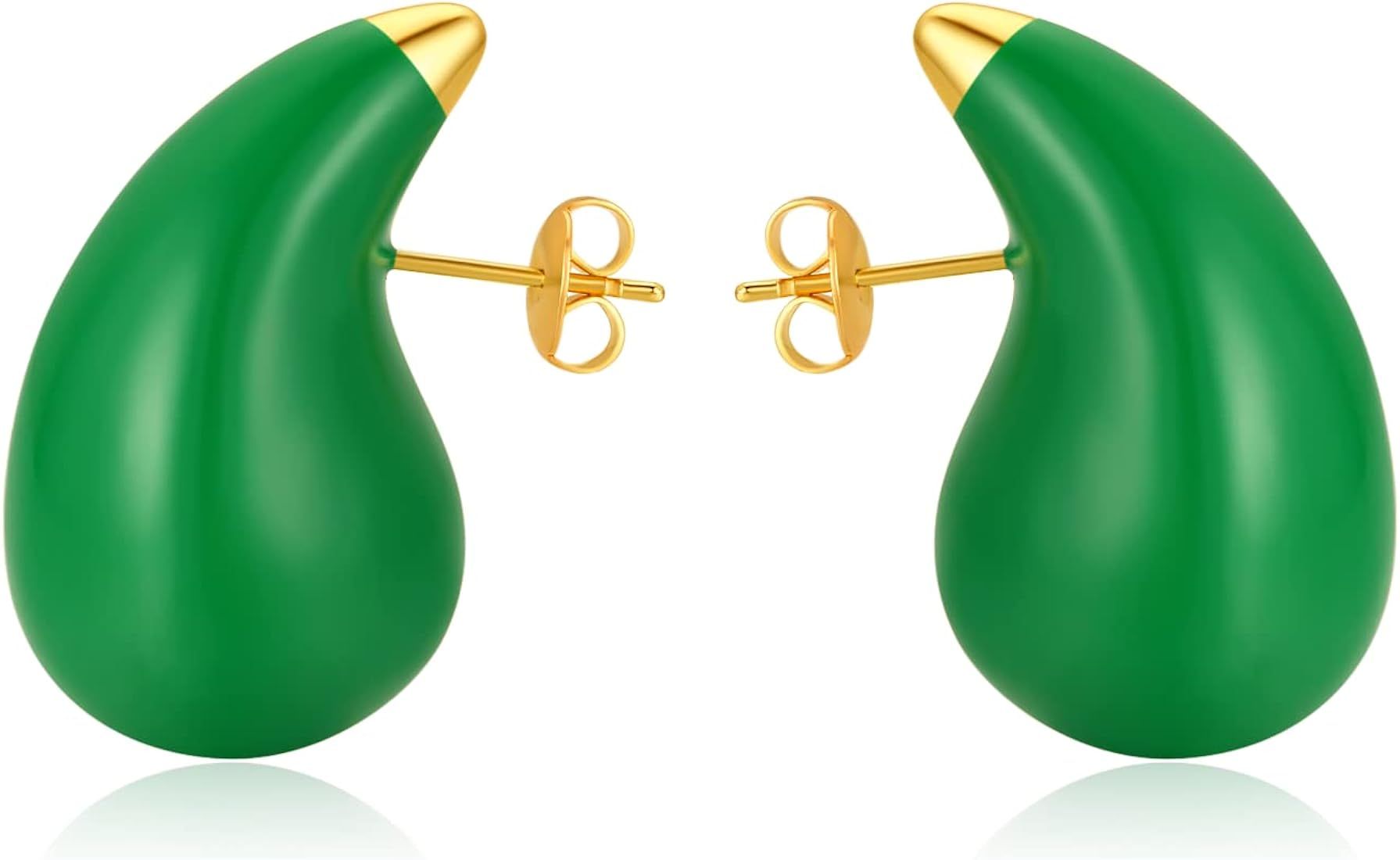 Tear Drop Earrings for Women, Chunky Gold Hoop Polishing Hypoallergenic Lightweight Waterdrop Tre... | Amazon (US)