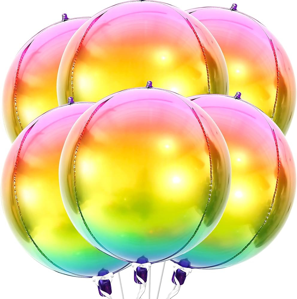KatchOn, Big 22 Inch Foil Rainbow Balloon - Pack of 6 | 4D Gradient Rainbow Balloons | Tie Dye Ba... | Amazon (US)