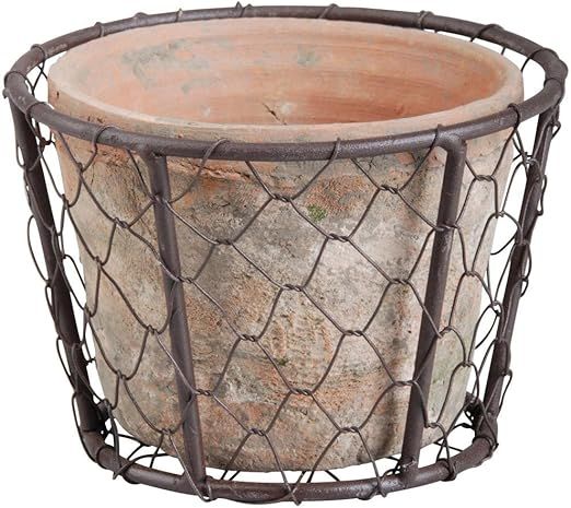 Esschert Design AT10 Aged Terracotta Single Pot with Metal Basket with Handle | Amazon (US)
