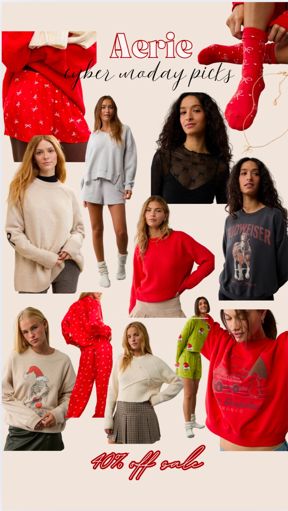 Aerie cyber Monday sale picks ! 

Loungewear, bows, Christmas sweater 

#LTKHoliday #LTKCyberWeek #LTKSaleAlert