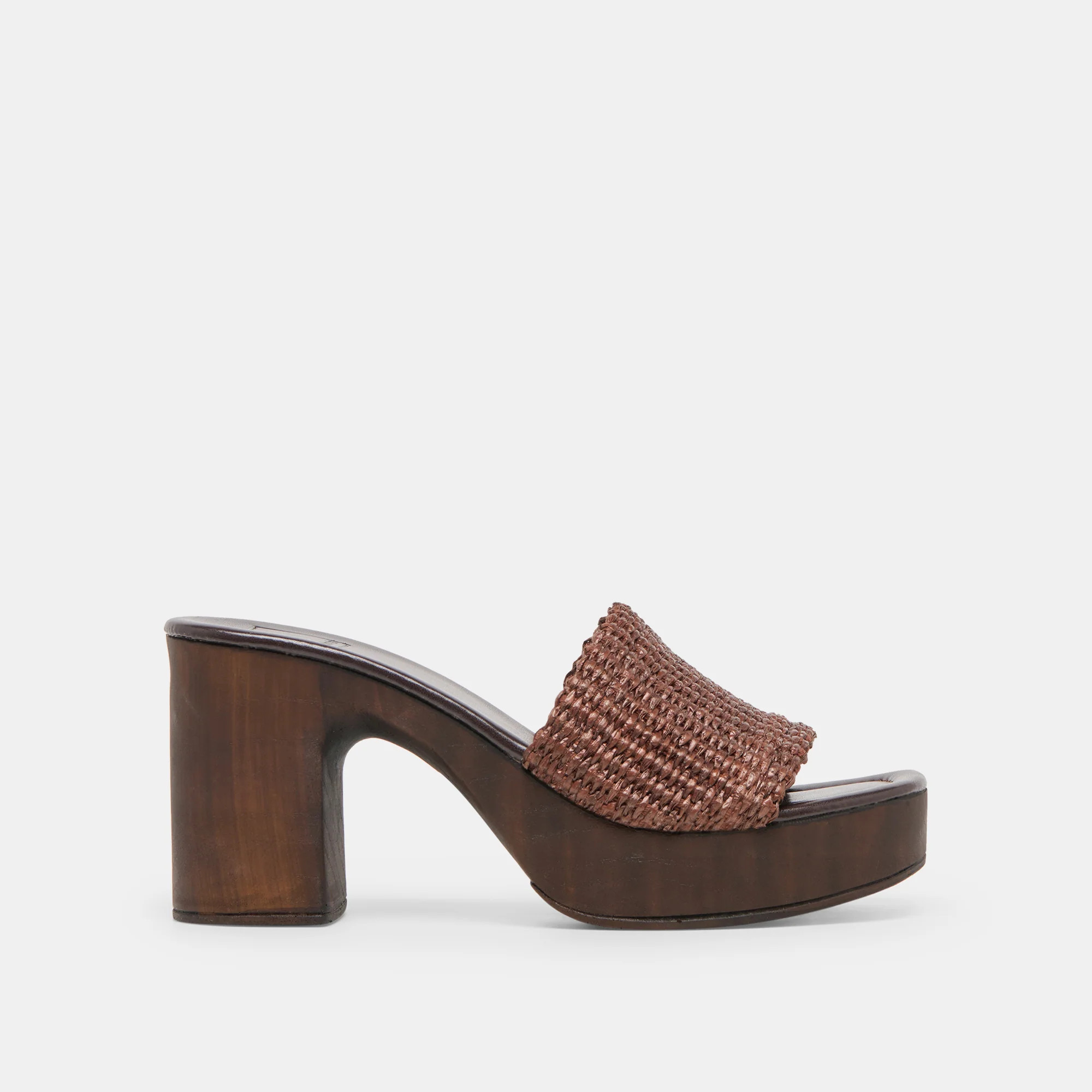 Celest Heels Chocolate Raffia | DolceVita.com
