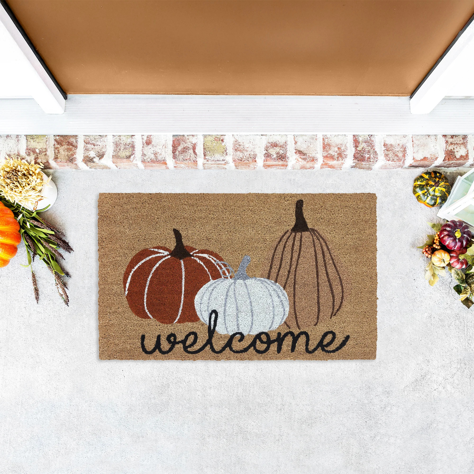 Home Harvest Pumpkins Outdoor Coir Doormat, 18" x 30" | Wayfair North America