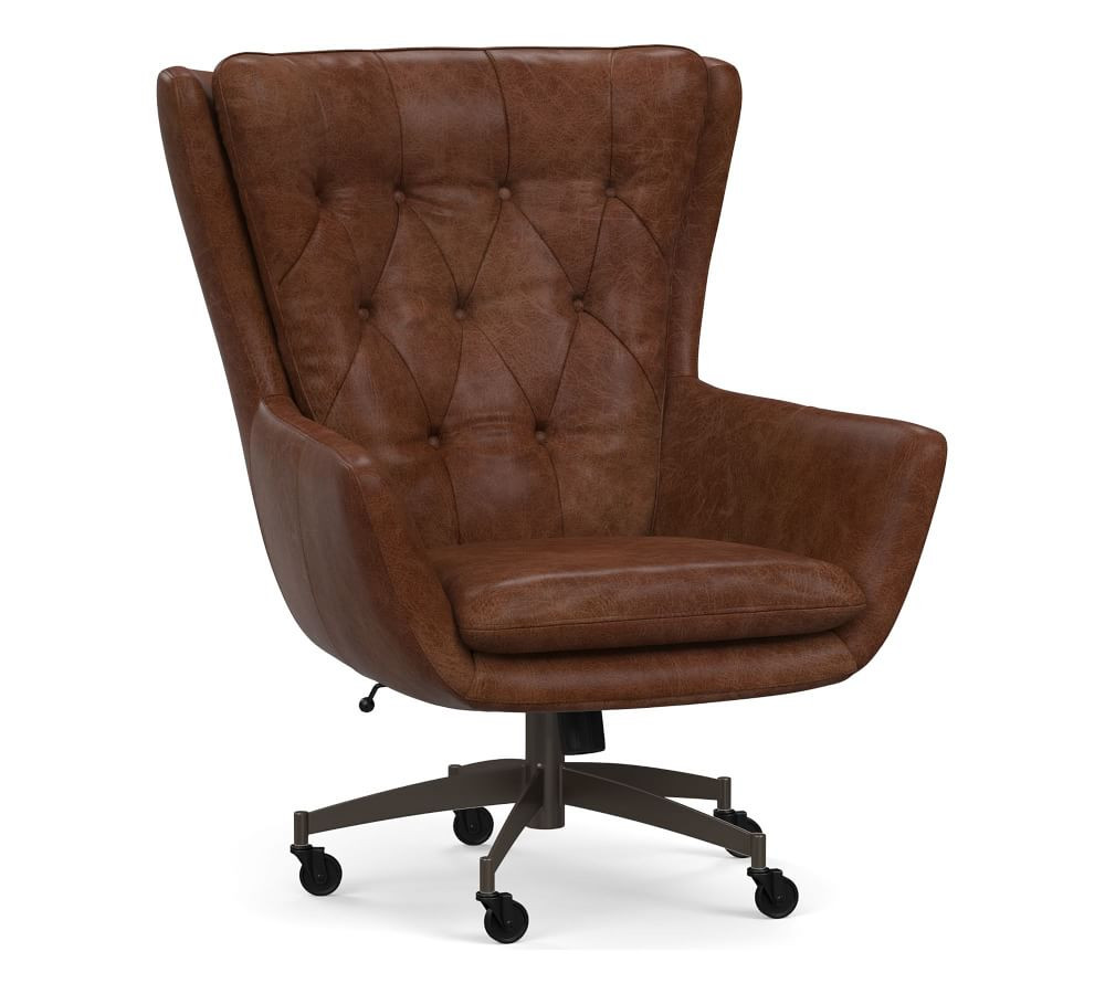 Wells Leather Swivel Desk Chair | Pottery Barn (US)
