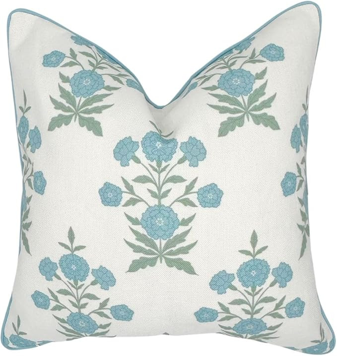 Amelia 20" x 20" Floral Throw Pillow Cover Blockprint 50 cm x 50 cm Grandmillennial Home Decor (2... | Amazon (US)