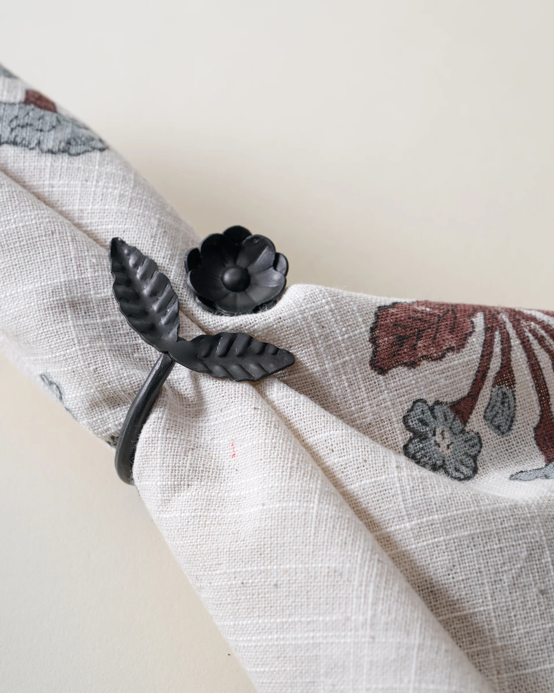 Forged Iron Floral Napkin Ring Set of 4 | Magnolia