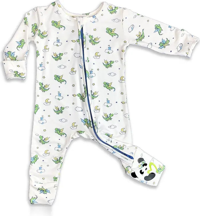 Bellabu Bear Kids' Dragons Convertible Footie Fitted One-Piece Pajamas | Nordstrom | Nordstrom