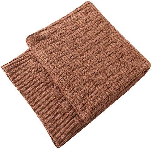 TREELY 100% Cotton Knitted Throw Blanket Couch Cover Blanket(60 x 80 Inches, Brown) | Amazon (US)