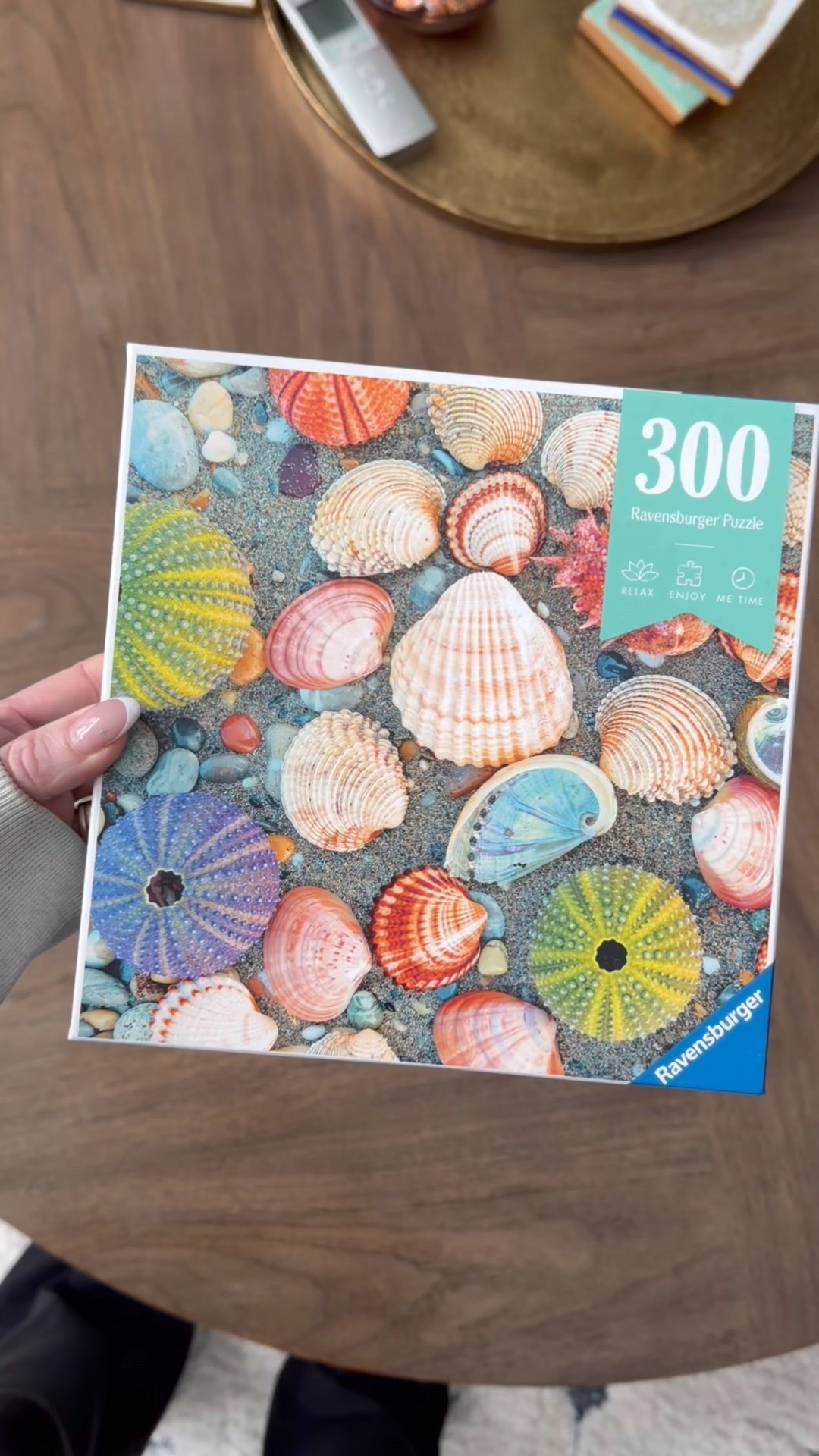 Beautiful 300 piece seashell puzzle is so much fun for a snowy cold winter afternoon, family game night and activity and cozy things to do on the weekends with your kids