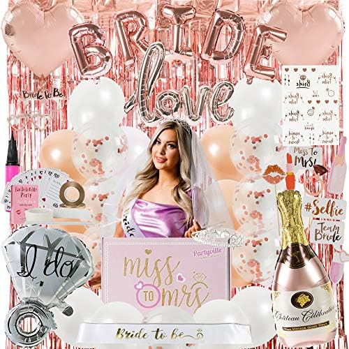 Partyville Bachelorette Party Decorations - 120 Pc Bridal Shower Decorations w/Bride to Be Sash, Bri | Amazon (US)