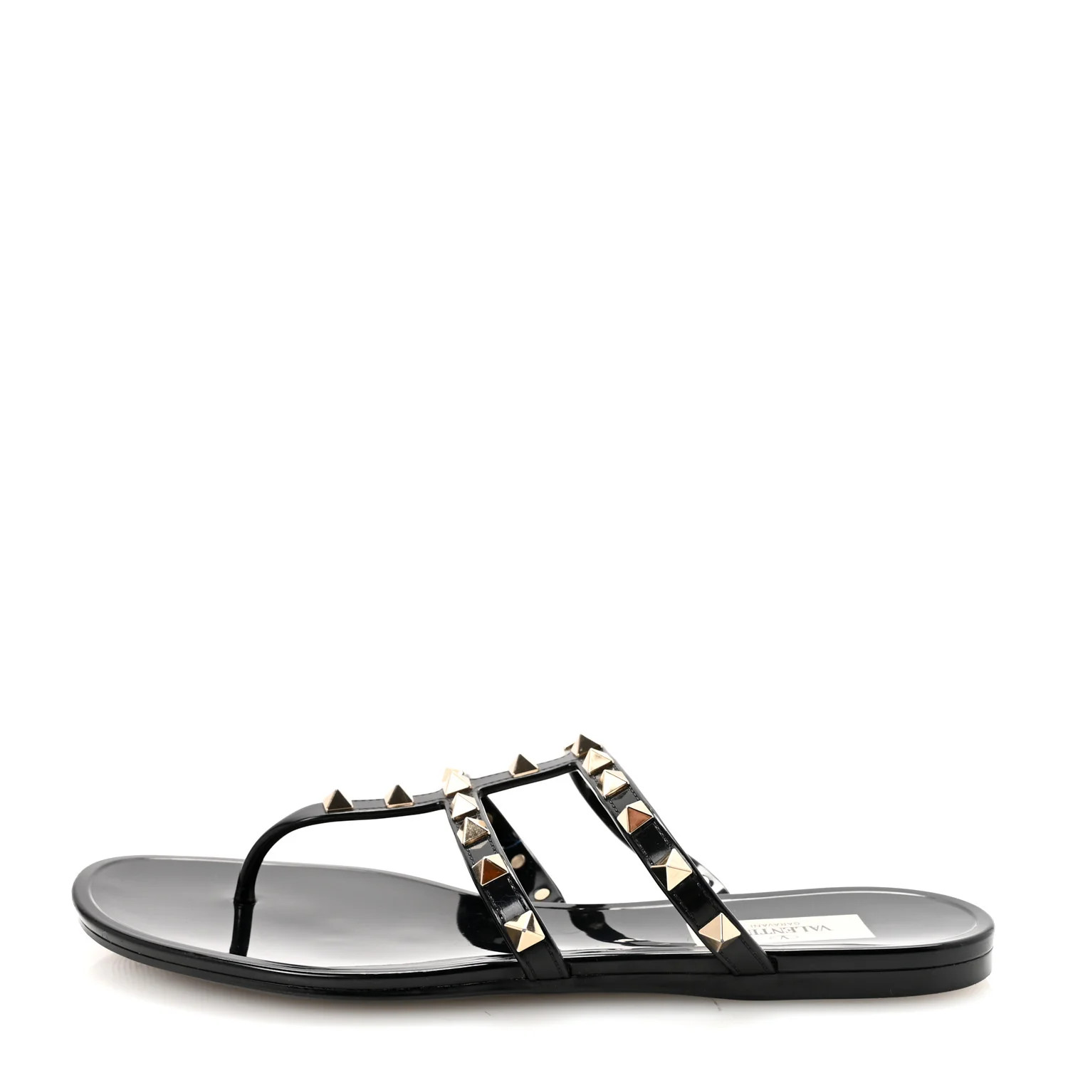 PVC Jelly Rockstud Caged Flat Thong Sandals 38 Black | FASHIONPHILE (US)