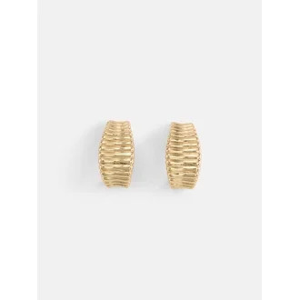 Free Assembly Women's Ribbed Goldtone J Hoop Earrings | Walmart (US)