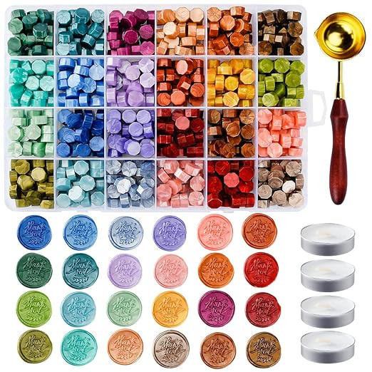 Metallic Assorted Color Seal Beads - 24 Colors for Making Wax Seals, Decor for Envelope, Letter, ... | Amazon (US)