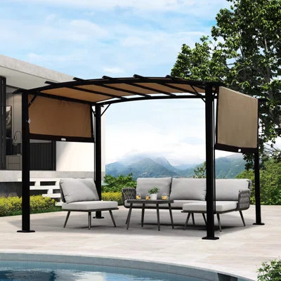 12 X 9 Ft Outdoor Gazebo With Shade Canopy - Steel Frame, Beige For Gardens Water- Cover Backyard Parties | Wayfair North America