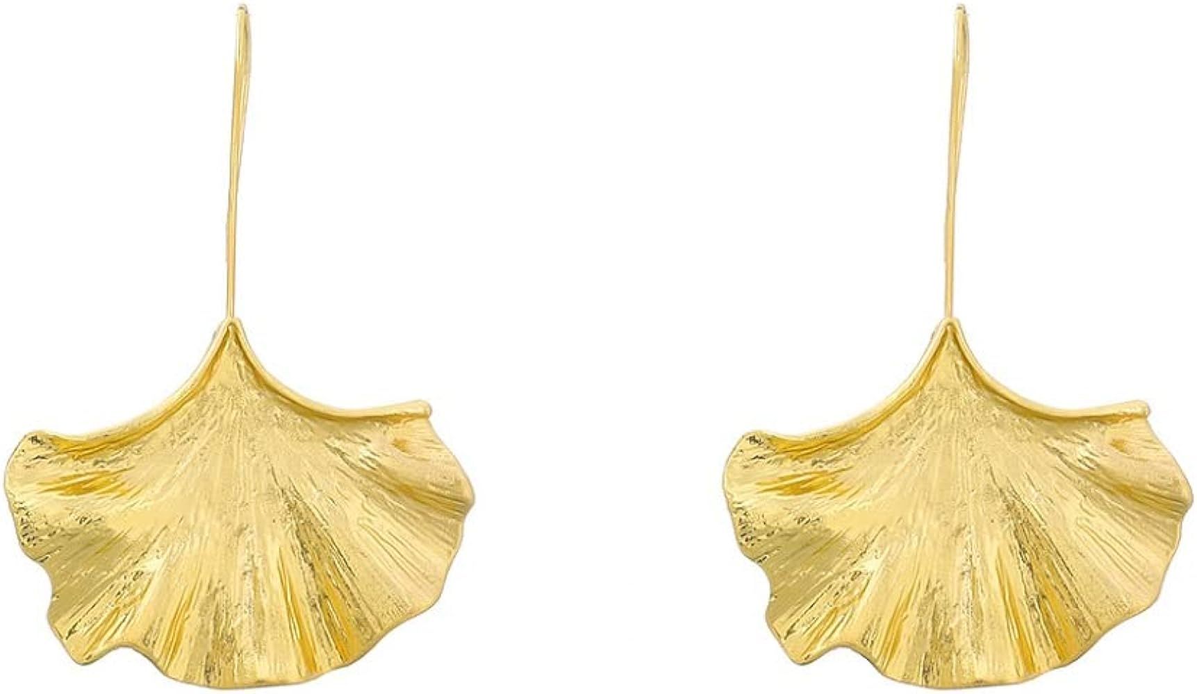 Ginkgo Leaf Earrings, Gold Ginkgo Leaf Statement Dangle Earrings For Women, Bohemian Tree Leaf Ea... | Amazon (US)