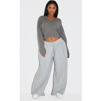 Shape Grey Marl High Waisted Exposed Seam Wide Leg Sweatpants | PrettyLittleThing US