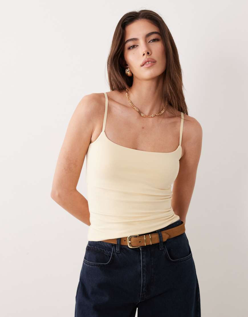 Abercrombie & Fitch 90s cami with built in bra in yellow | ASOS (Global)