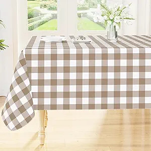 Smiry Rectangle Table Cloth, Waterproof Vinyl Tablecloths with Flannel Backing, Wipeable Buffalo ... | Amazon (US)
