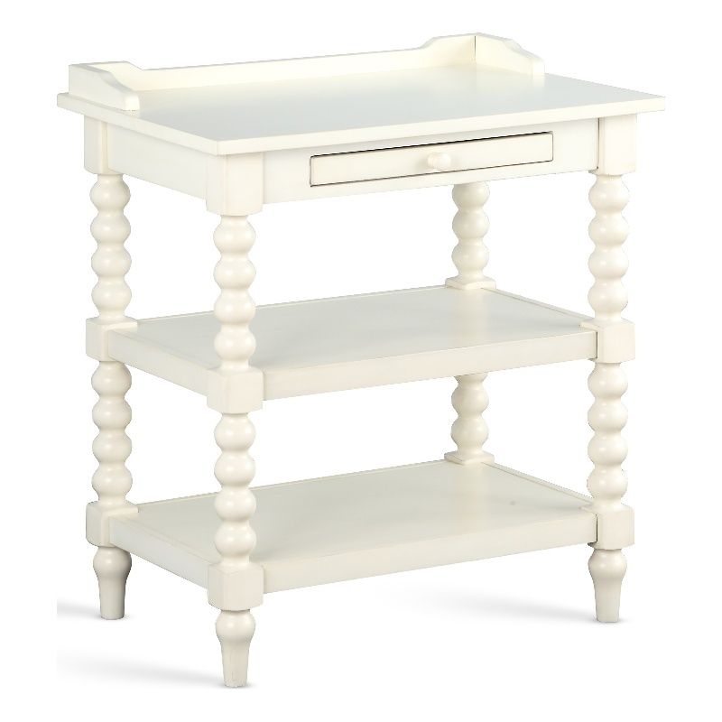 Comfort Pointe Averly Antique White Wood Turned Leg Storage Nightstand | Homesquare