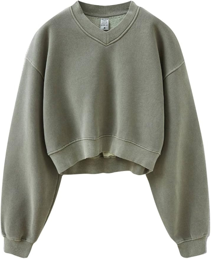 Sweatshirt for Women Acid Wash Athletic Hoodie Heritage Fleece V-neck Long Sleeve Hoodie Fleece W... | Amazon (US)