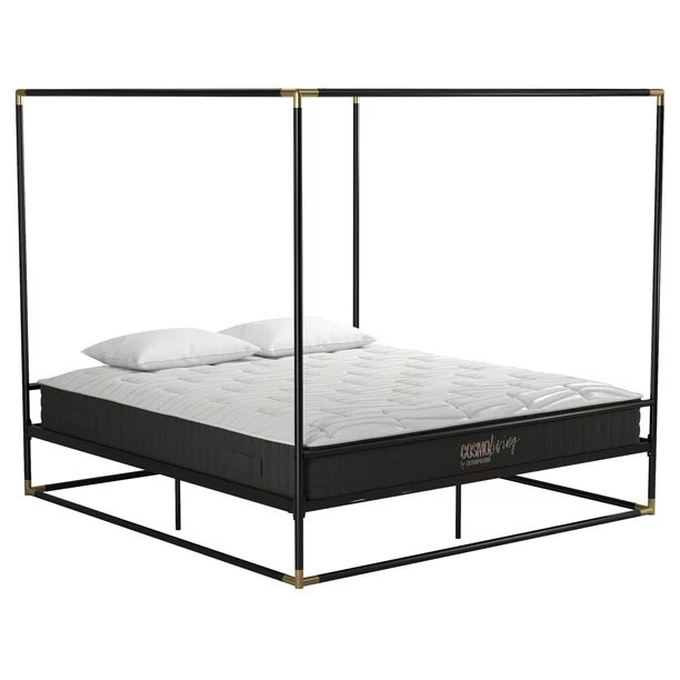 CosmoLiving Celeste Canopy Metal Bed, King Size Frame, Black/Gold | Walmart (US)