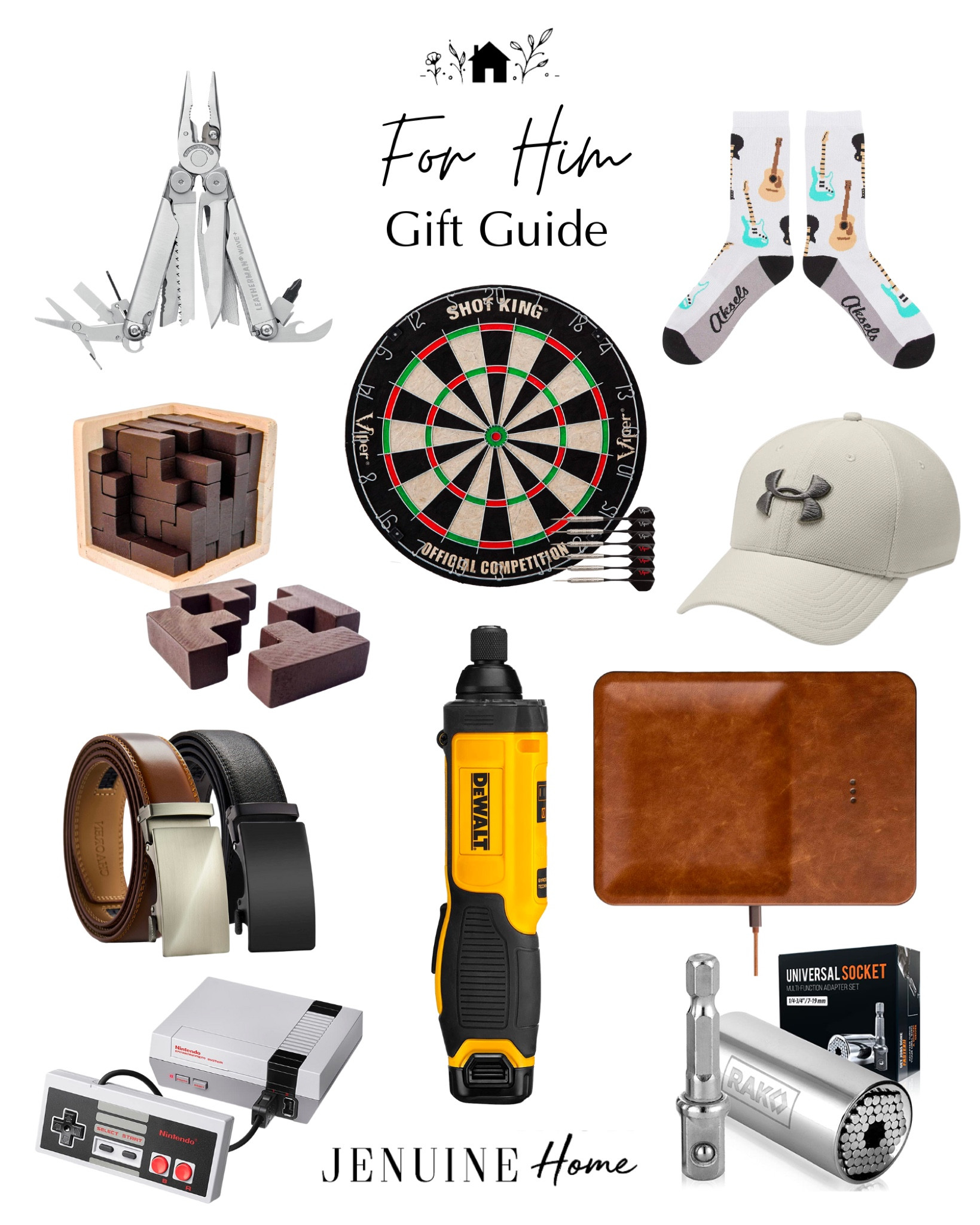Gift guide for Him dad father grandpa grandfather uncle guys men under Armour baseball cap hat dart board aksel socks leatherman multi tool brain game puzzle cube DEWALT diy tools screw driver belt Nintendo leather phone charger dock station 

#LTKGiftGuide #LTKHoliday #LTKmens