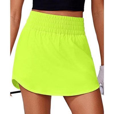 Pinspark Women's High Waisted Golf Skort Athletic Tennis Skirt 2 Pockets Curved Hem-Neon Green-S | Target
