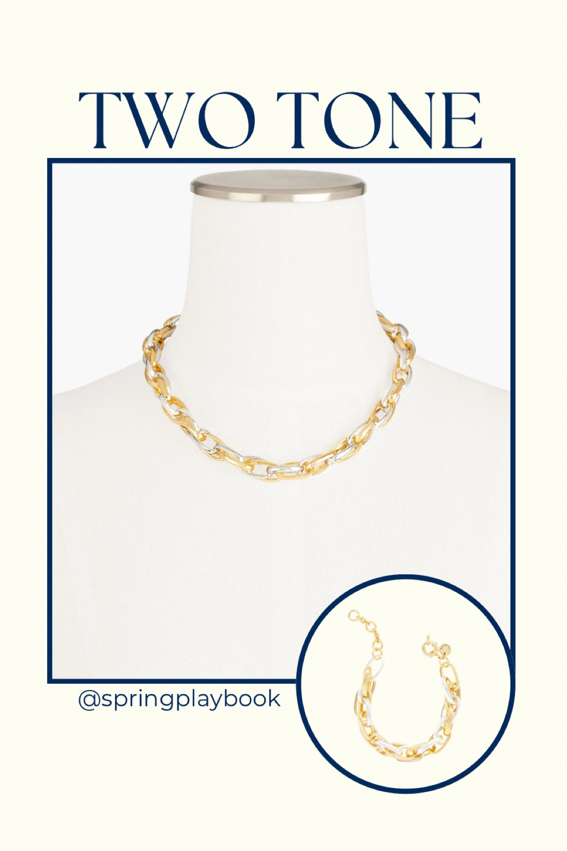 My best tip to nail a two tone jewelry look, is to have an anchor piece that contains both tones. This necklace and bracelet are bold starts! 

Two tone jewelry is good for anyone with neutral leaning undertones!

#createdcolorful #createdcolorfulspring #hocspring #tcispring #pcaspring #lightspring #warmspring #truespring #brightspring #clearspring #paintboxspring #bluespring

#LTKStyleTip #LTKFindsUnder100 #LTKSaleAlert