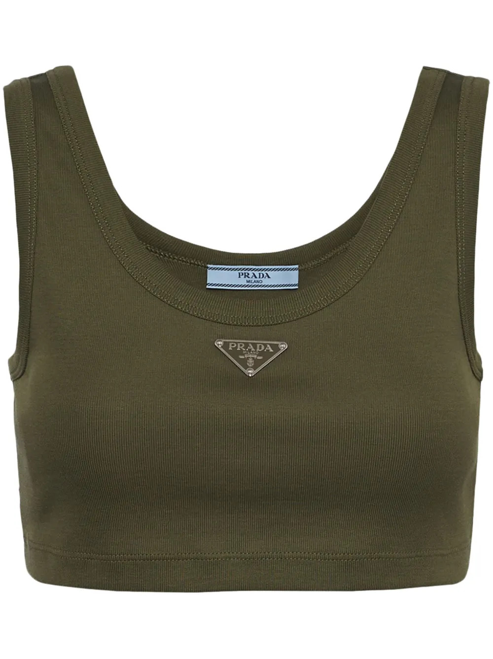 Prada logo-plaque Cotton Tank Top - Farfetch | Farfetch Global