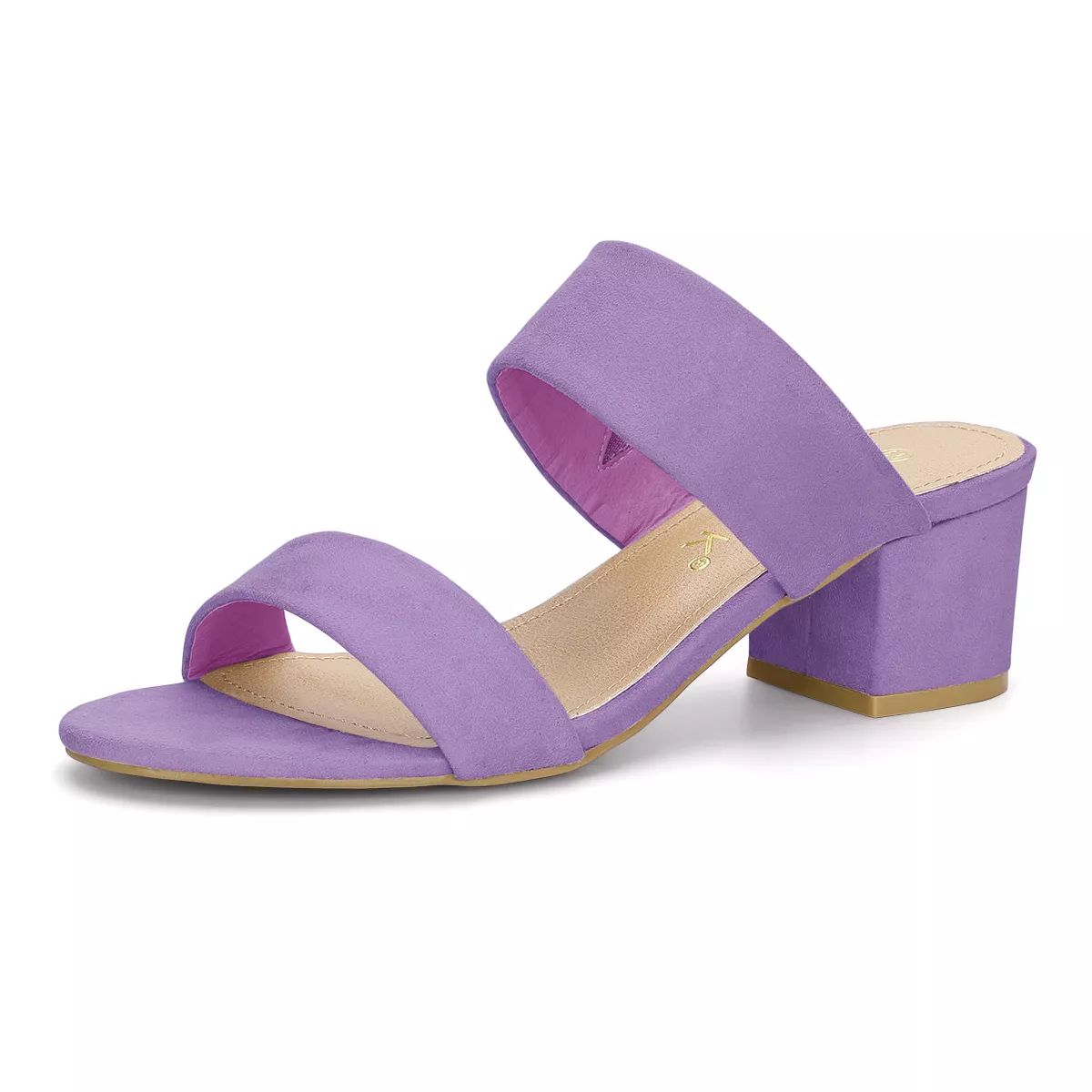 Allegra K Women's Block Heel Dual Straps Slide Sandals Purple 8.5 | Target