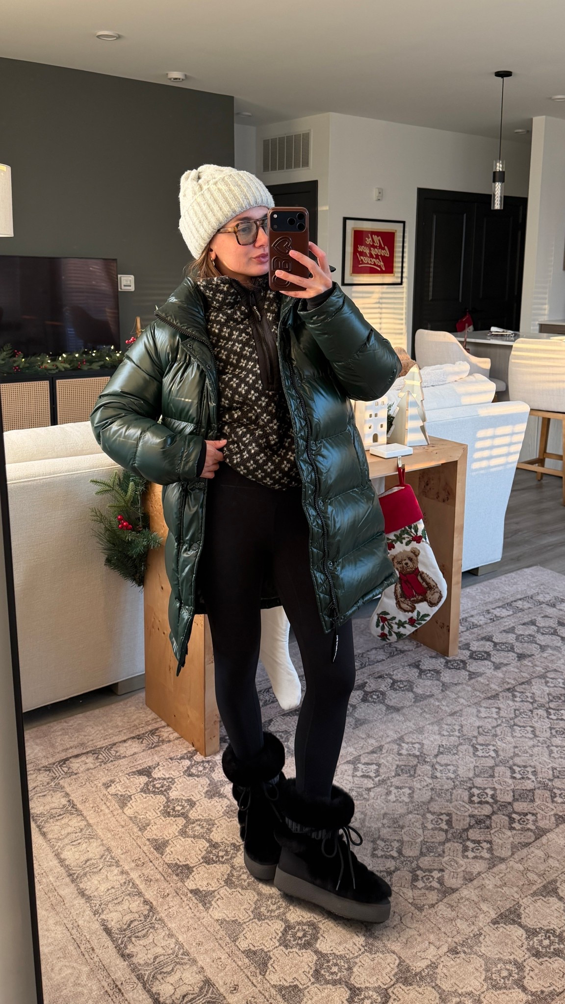 Winter walk outfit! XS coat + leggings, small fleece!