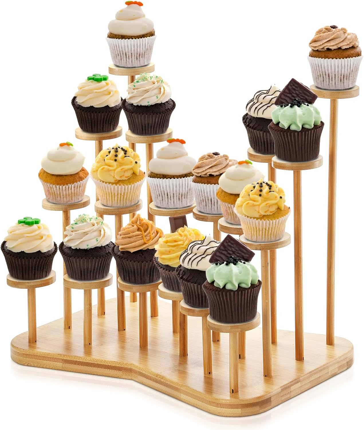 Yopay Bamboo Cupcake Stand for 18 Cupcakes, Dessert Display Stands Cupcake Holder for Treat Table... | Amazon (US)