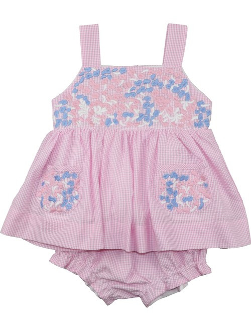 Pink Gingham Seersucker Fiesta Diaper Set | Cecil and Lou