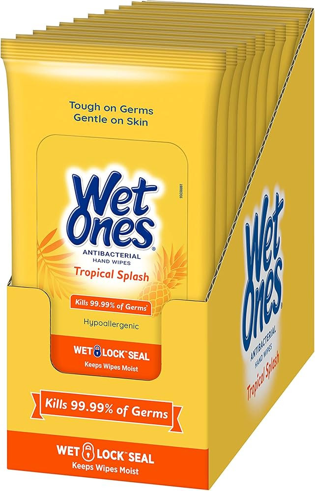 Wet Ones Antibacterial Hand Wipes, Tropical Splash - 20 ct. Size Wipes (10 Pack) | Amazon (US)