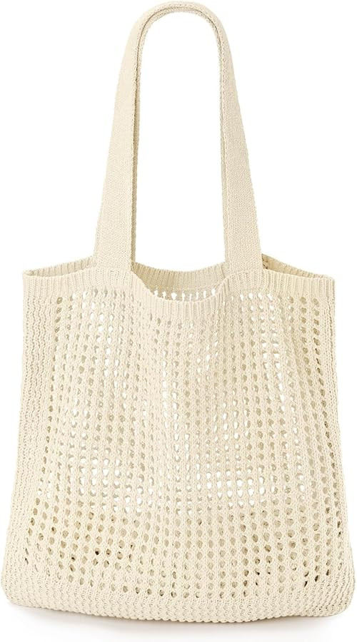 Crochet Tote Bag, Beach Mesh Knitted Bag Large Aesthetic Shoulder Bag Handbags Hollow Hobo Bag fo... | Amazon (US)