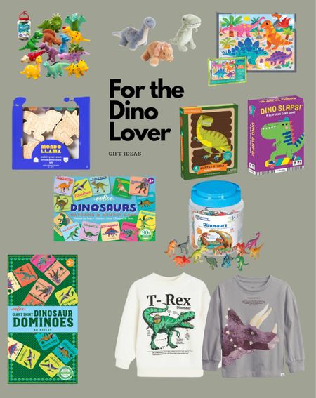 Dinosaur related gifts for kids. Tub toys, stuffed animals, clothing, games for kids. Toddler, baby, preschoolers and educational ideas. 

#LTKGiftGuide #LTKkids #LTKfindsunder50