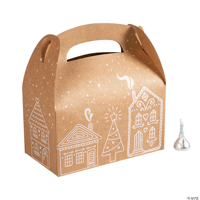 6 1/4" x 5 1/4" Christmas Elevated Gingerbread Cardstock Favor Boxes - 12 Pc. | Oriental Trading Company