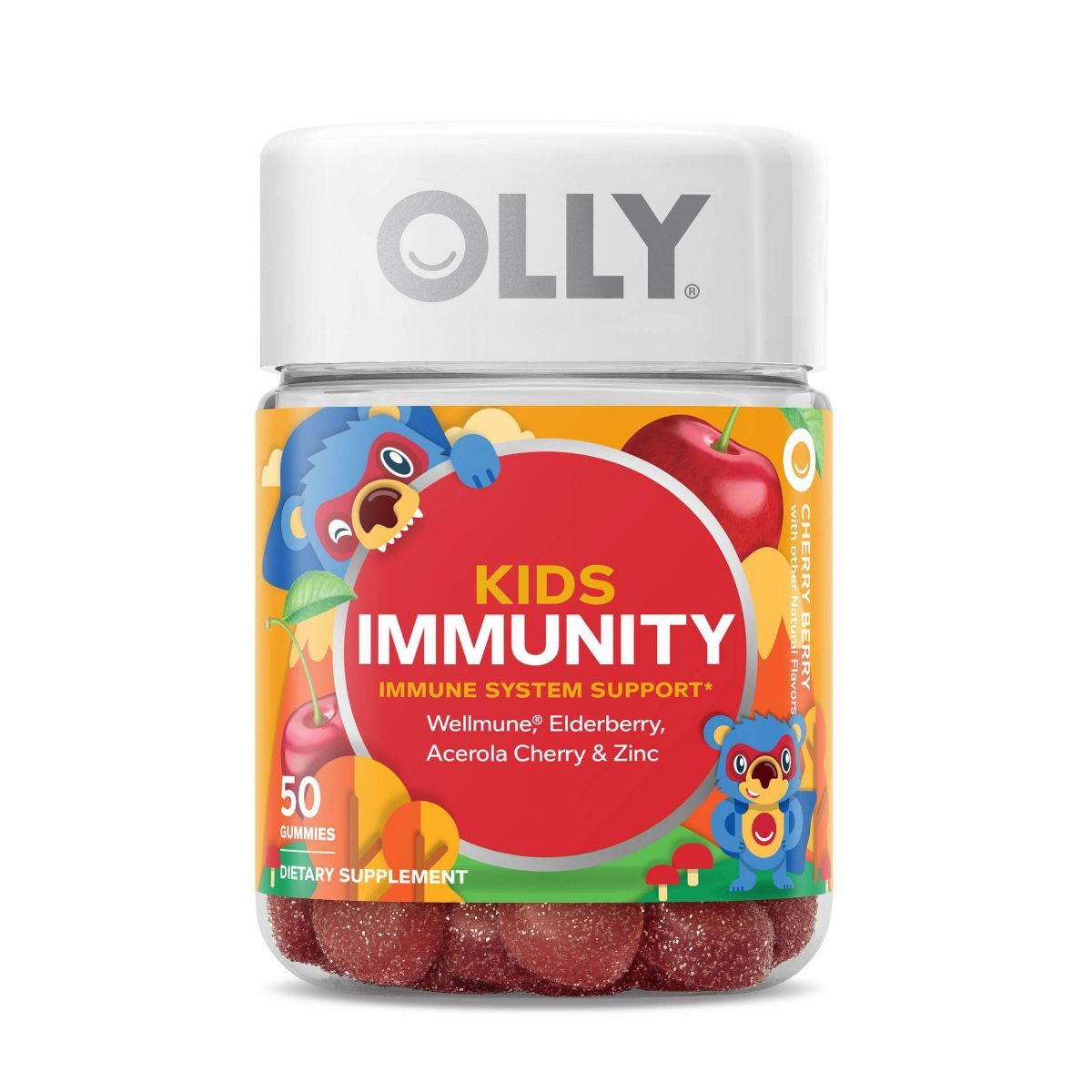 OLLY Kids Immunity Elderberry Gummies - Cherry Berry - 50ct | Target
