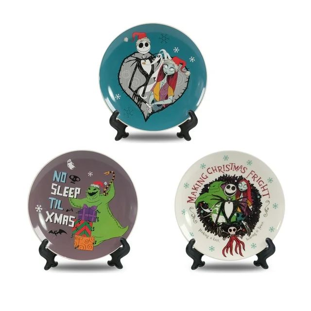 Disney Nightmare Before Christmas 3 Piece Multicolored Metal Plate Set by Ruz - Walmart.com | Walmart (US)